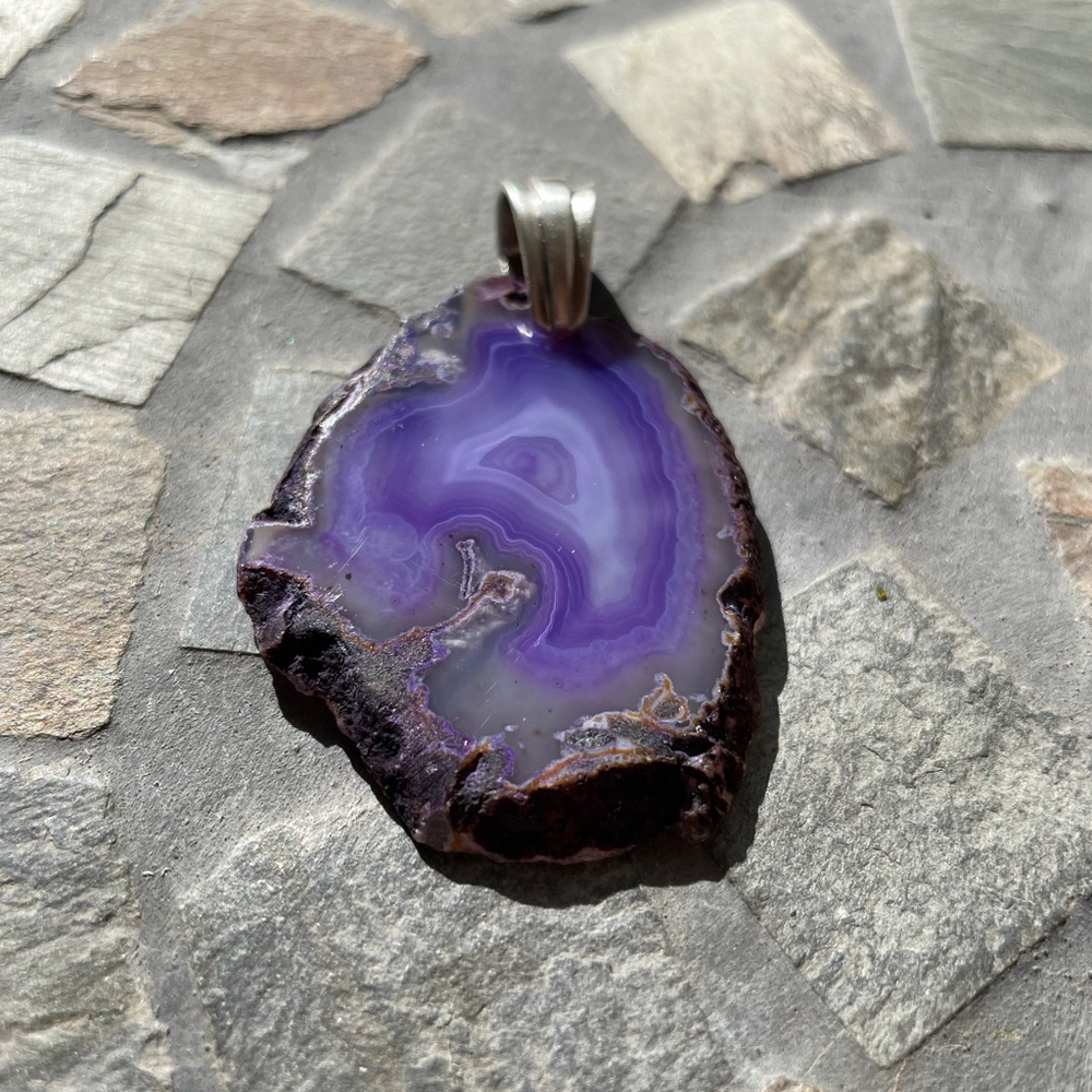 Agate S925 sterling silver pendant - Picture 1 of 10